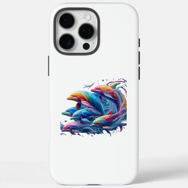 Leuchtende Delfin-Kunst iPhone 16 Pro Max Hülle (Rückseite)