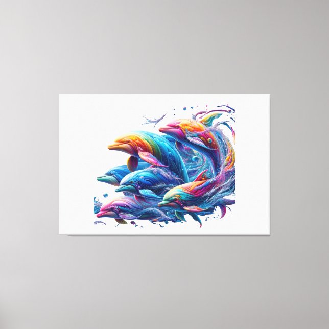 Leuchtende Delfin-Kunst Leinwanddruck (Vorderseite)
