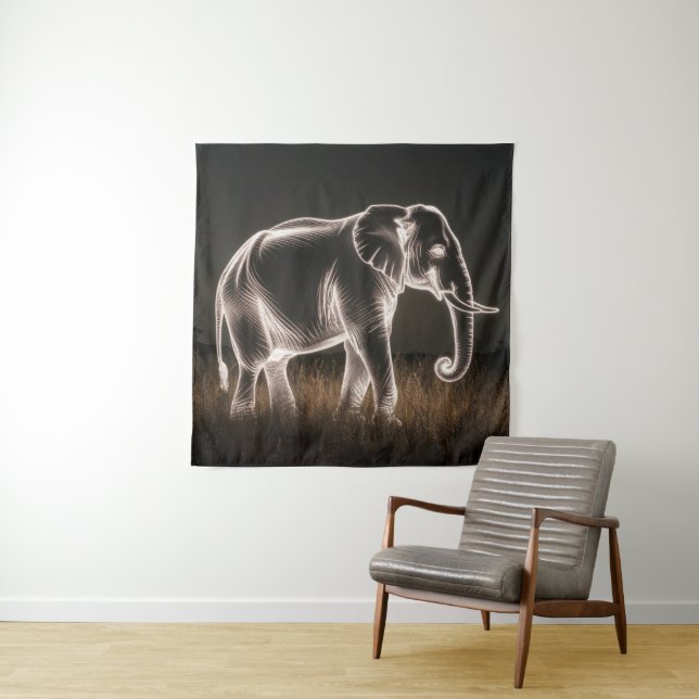 Leuchtende ElefantenSilhouette Wandteppich (Beispiel)