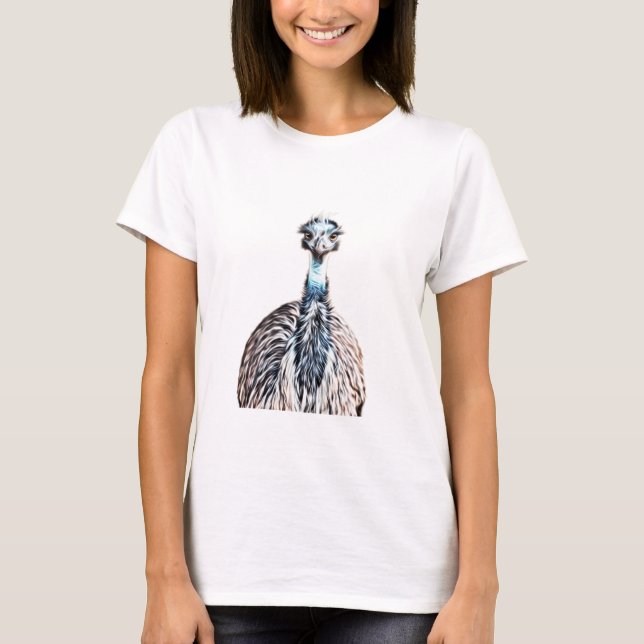 Leuchtende Emu-Vogelkunst T-Shirt (Vorderseite)