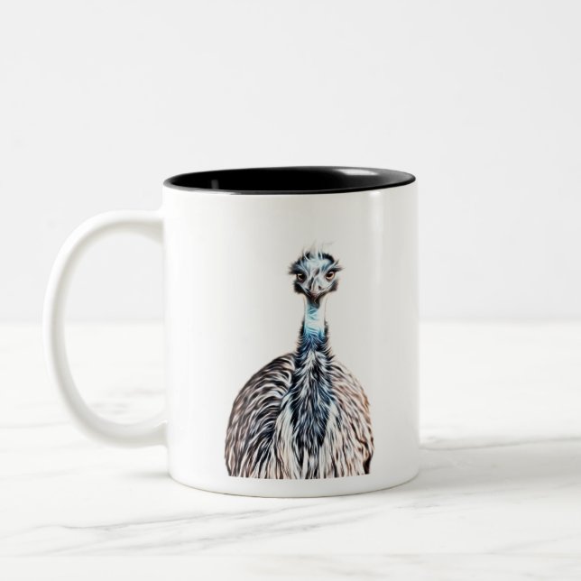 Leuchtende Emu-Vogelkunst Zweifarbige Tasse (Links)