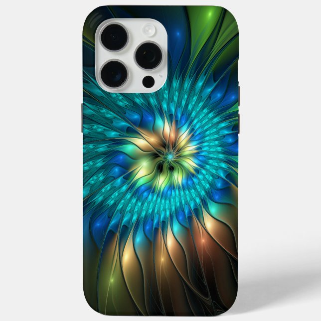 Leuchtende Fantasie-Blume, buntes Abstraktes Frakt Case-Mate iPhone Hülle (Rückseite)