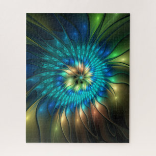 Leuchtende Fantasy-Blume, farbenfrohes abstraktes 