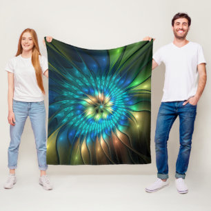 Leuchtende Fantasy-Blume, farbenfrohes abstraktes Fleecedecke