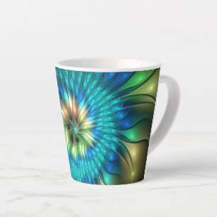 Leuchtende Fantasy-Blume, farbenfrohes abstraktes Milchtasse