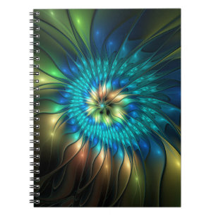 Leuchtende Fantasy-Blume, farbenfrohes abstraktes  Notizblock