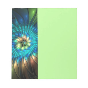 Leuchtende Fantasy-Blume, farbenfrohes abstraktes Notizblock