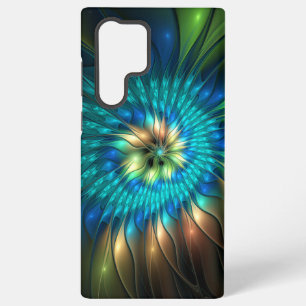 Leuchtende Fantasy-Blume, farbenfrohes abstraktes  Samsung Galaxy Hülle