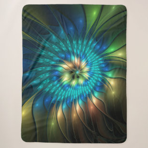 Leuchtende Fantasy-Blume, farbenfrohes abstraktes Sherpadecke