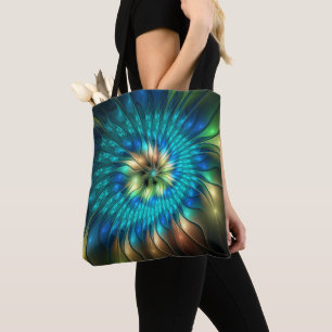 Leuchtende Fantasy-Blume, farbenfrohes abstraktes Tasche