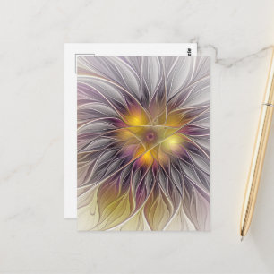 Leuchtende farbenfrohe Blume, abstrakter moderner  Postkarte