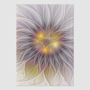 Leuchtende farbenfrohe Blume, abstrakter moderner Seidenpapier