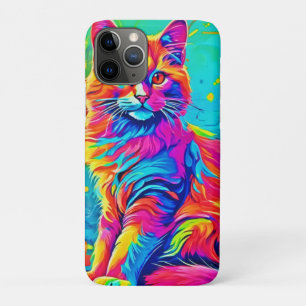Leuchtende Feline: farbenfrohe Neonkatze Case-Mate iPhone Hülle
