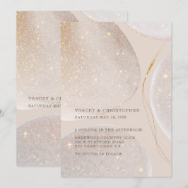 Leuchtende Goldblume und Blush Fawn Shimmer Hochze Einladung
