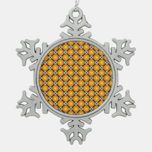 Leuchtende goldene Punkte Schwarz-Weiß-Gittermuste Schneeflocken Zinn-Ornament
