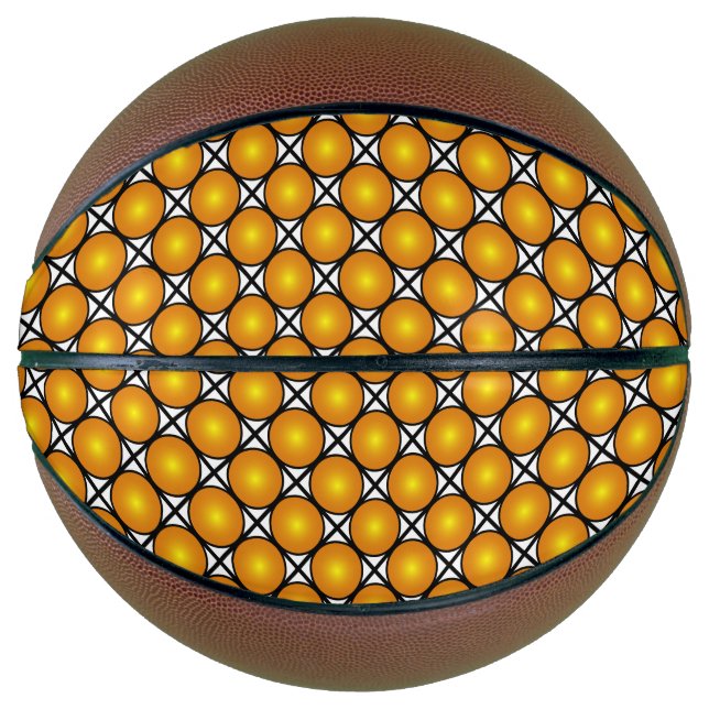 Leuchtende goldene Punkte Schwarz-weißes Gittermus Basketball (Vorderseite)