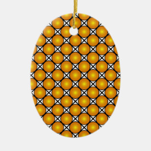 Leuchtende goldene Punkte Schwarz-weißes Gittermus Keramik Ornament