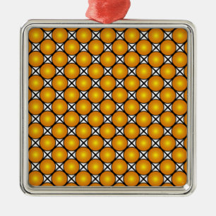 Leuchtende goldene Punkte Schwarz-weißes Gittermus Ornament Aus Metall