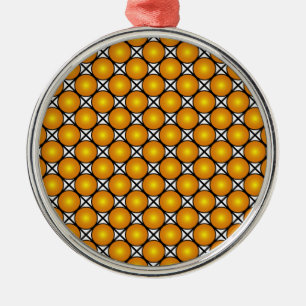 Leuchtende goldene Punkte Schwarz-weißes Gittermus Ornament Aus Metall