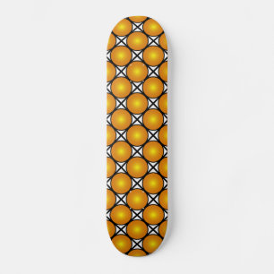 Leuchtende goldene Punkte Schwarz-weißes Gittermus Skateboard