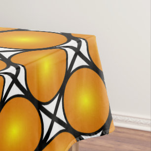 Leuchtende goldene Punkte Schwarz-weißes Gittermus Tischdecke