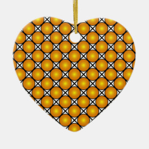 Leuchtende goldene Punkte Schwarzweißmuster Herz Keramik Ornament
