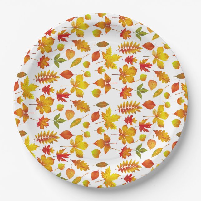 Leuchtende Herbstleaves Pappteller (Vorderseite)