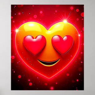 Leuchtende Herz-Augen-Emotion Poster