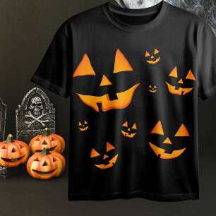 Leuchtende Jack-O-Lantern-Gesichter zum Halloween- T-Shirt