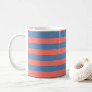 Leuchtende Korallen- und Pazifik-blaue horizontale Kaffeetasse