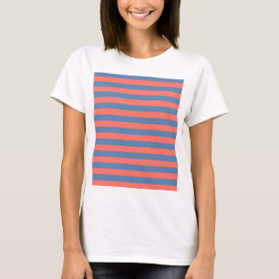 Leuchtende Korallen- und Pazifik-blaue horizontale T-Shirt