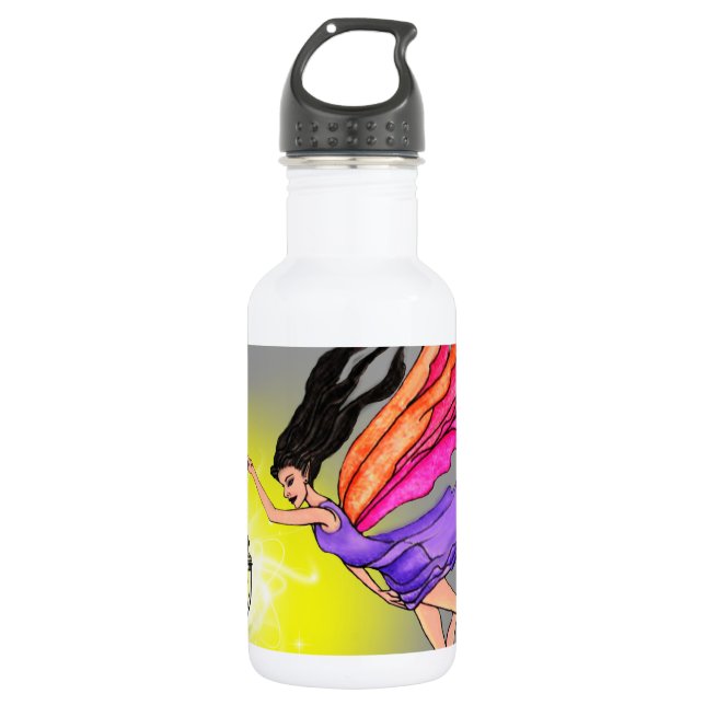 Leuchtende Laternenfee Edelstahlflasche (Vorderseite)