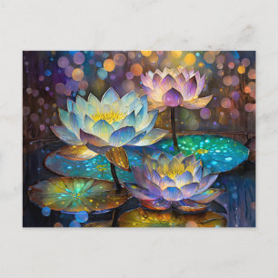 Leuchtende Lotosblumen Trio Postkarte
