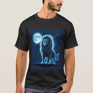 Leuchtende Löwenkonstruktion unter dem Moonlit Sky T-Shirt
