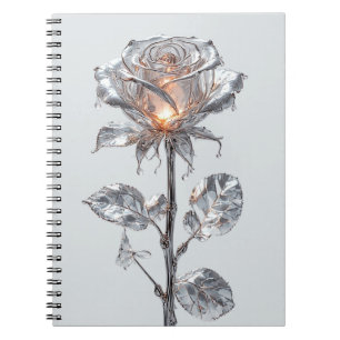 Leuchtende Metallische Silberrose Notizblock