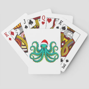 Leuchtende Oktopus-Weihnachtslichter für den Ozean Spielkarten