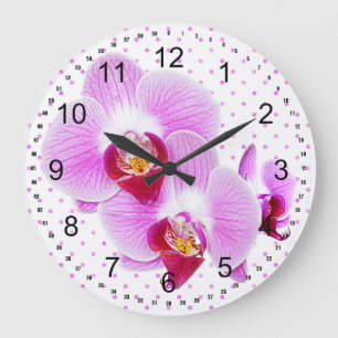 Leuchtende Orchideen-Nahaufnahme-Fotografie Große Wanduhr