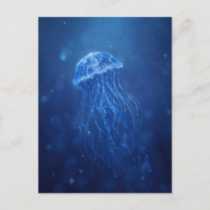 Leuchtende Quallen in tiefem Indigo unter Wasser i Postkarte