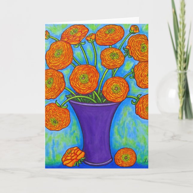 Leuchtende Ranunculus-Gruß-Karte Karte (Vorderseite)