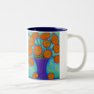 Leuchtende Ranunculus-Kaffee-Tasse Zweifarbige Tasse
