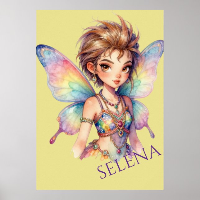 Leuchtende Regenbogen-Schutzfee Poster (Vorne)