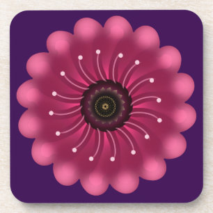 Leuchtende rosa Fantasie-Blume   Abstrakte neonfar Getränkeuntersetzer