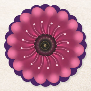 Leuchtende rosa Fantasie-Blume   Abstrakte neonfar Untersetzer