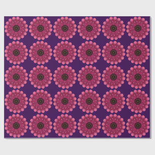 Leuchtende rosa Fantasieblume Abstrakte neonfarb Geschenkpapier