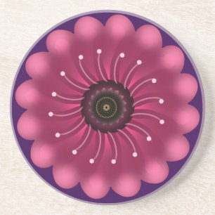 Leuchtende rosa Fantasieblume Abstrakte neonfarb Getränkeuntersetzer