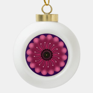 Leuchtende rosa Fantasieblume Abstrakte neonfarb Keramik Kugel-Ornament