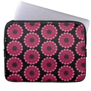Leuchtende rosa Fantasieblume Abstrakte neonfarb Laptopschutzhülle