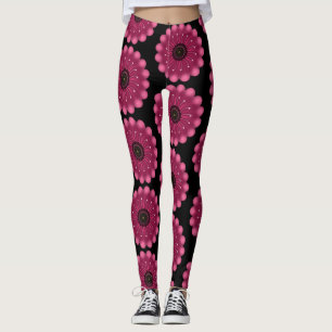 Leuchtende rosa Fantasieblume Abstrakte neonfarb Leggings