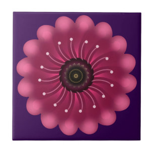 Leuchtende rosa Fantasy-Blume   Abstrakte neonfarb Fliese