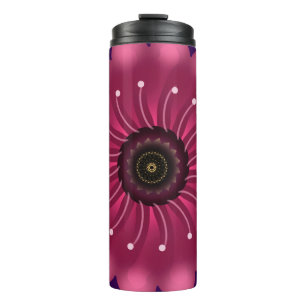 Leuchtende rosa Fantasy-Blume   Abstrakte neonfarb Thermosbecher